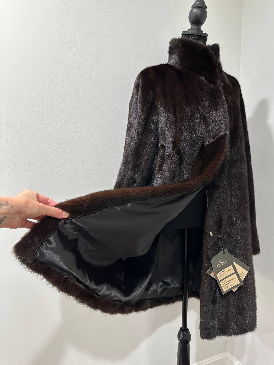 genuine real mink fur coat jacket 1201015 size XL new dark brown color