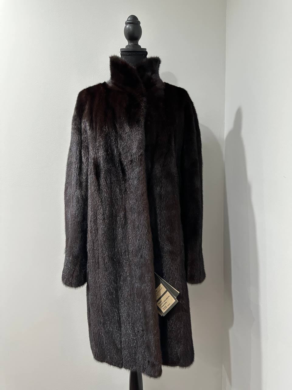 genuine real mink fur coat jacket 1201015 size XL new dark brown color