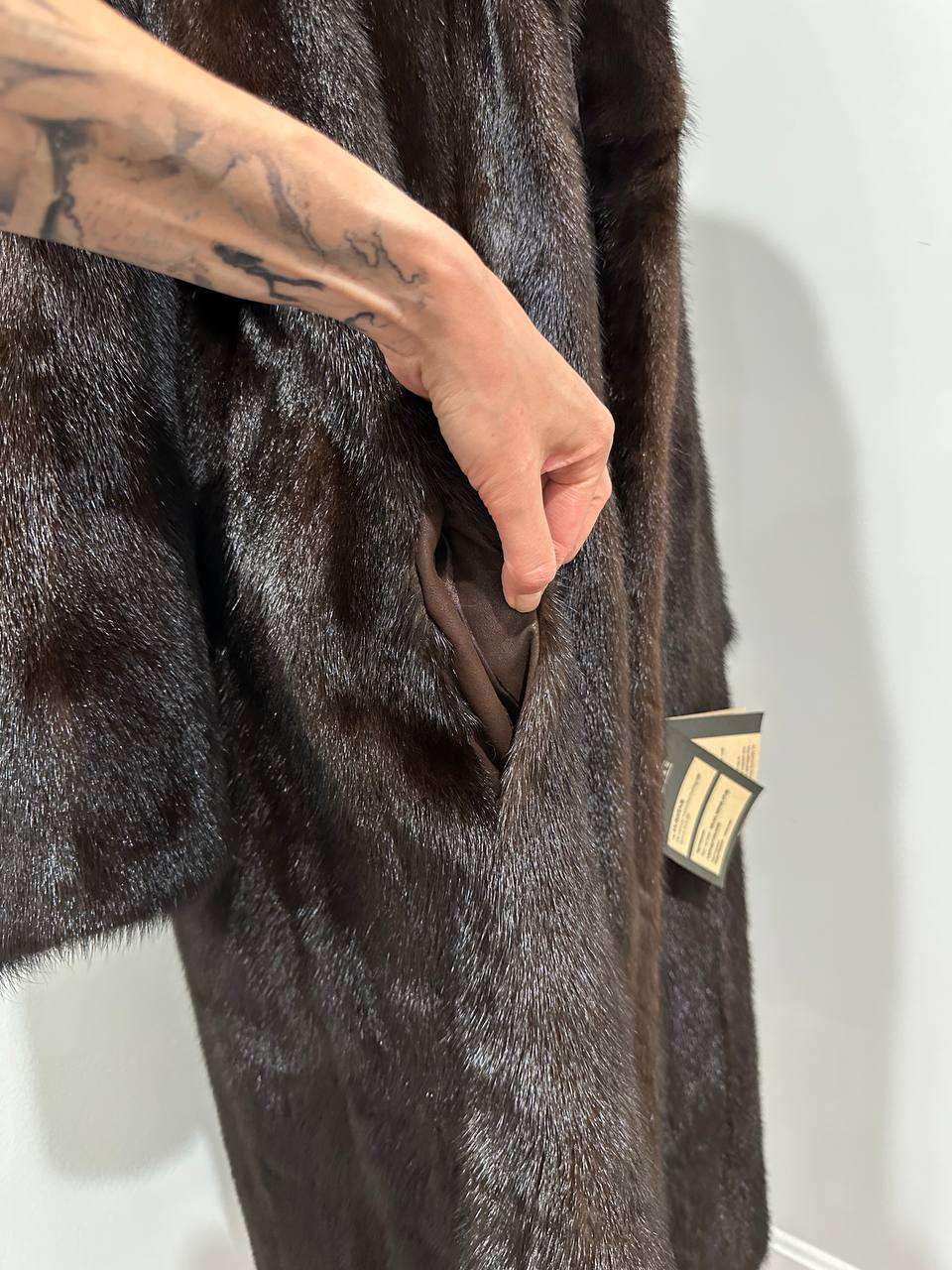 genuine real mink fur coat jacket 1109965 size XL new DARK BROWN color NEW 100%