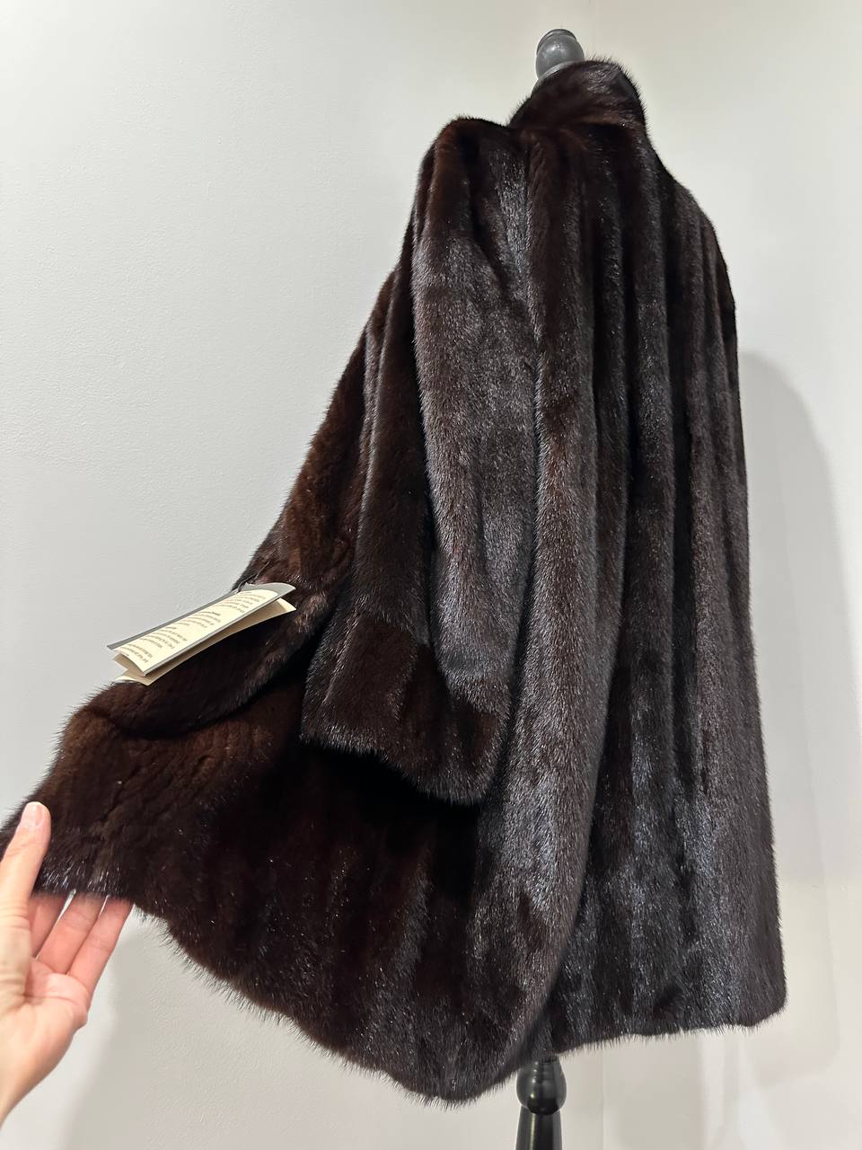 genuine real mink fur coat jacket 1201015 size XL new dark brown color