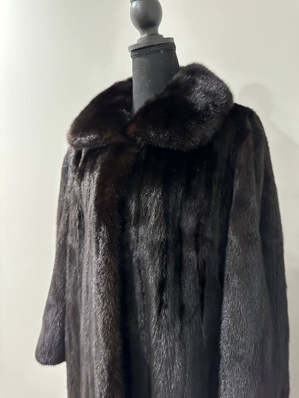 New 100% genuine real Mink Fur coat full length 1109831 size XL BLACK color