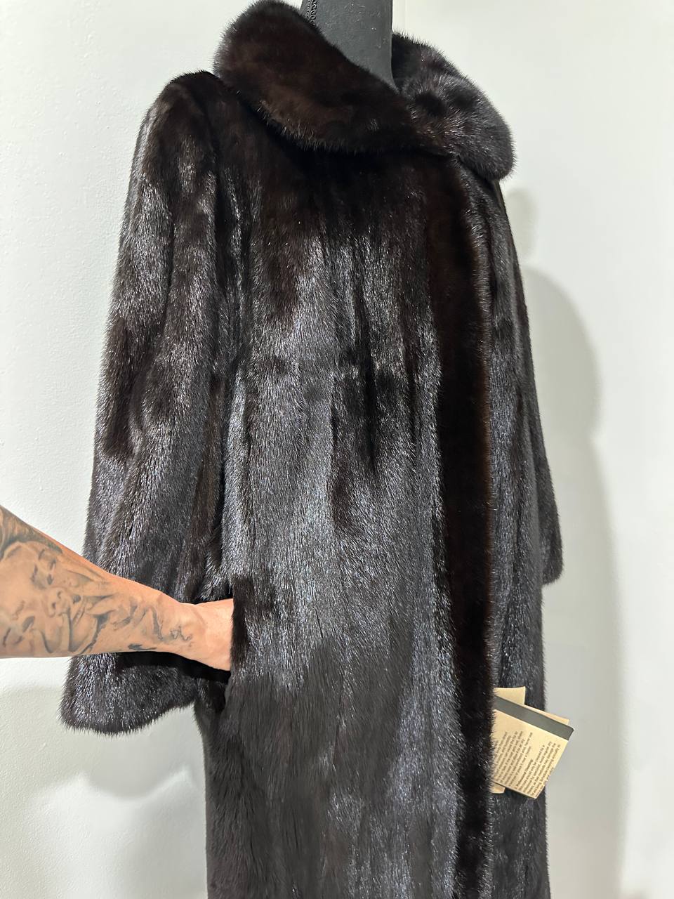 New 100% genuine real Mink Fur coat full length 1109831 size XL BLACK color