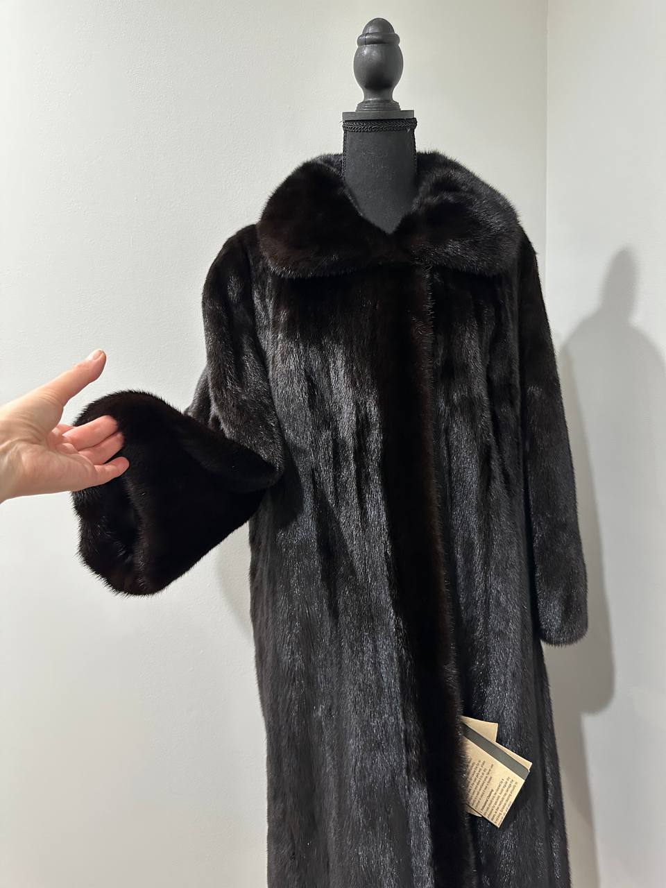New 100% genuine real Mink Fur coat full length 1109831 size XL BLACK color