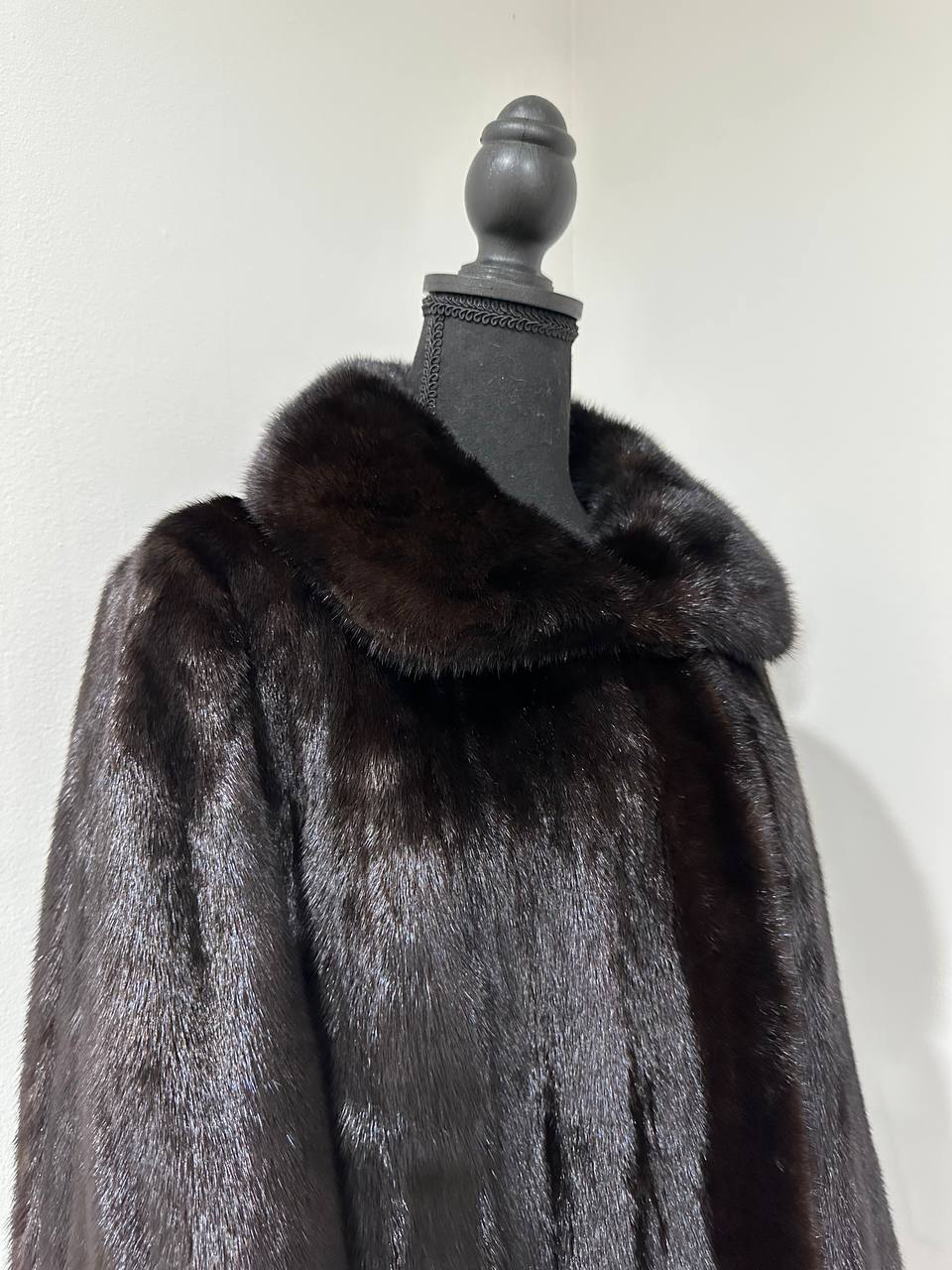 New 100% genuine real Mink Fur coat full length 1109831 size XL BLACK color