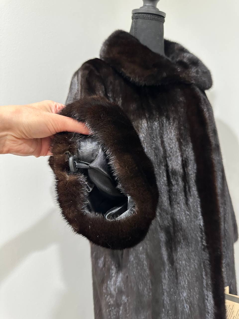 New 100% genuine real Mink Fur coat full length 1109831 size XL BLACK color