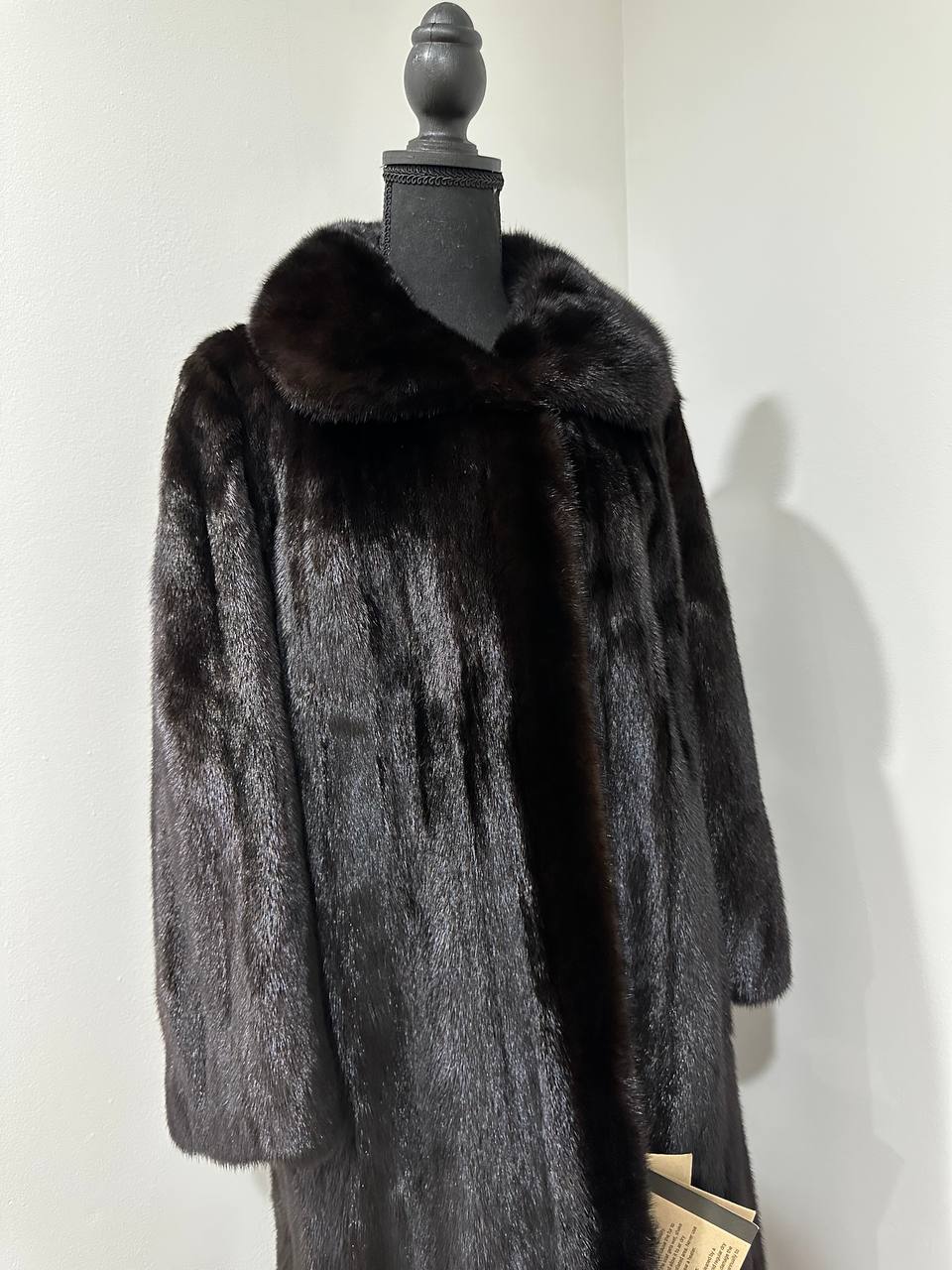 New 100% genuine real Mink Fur coat full length 1109831 size XL BLACK color