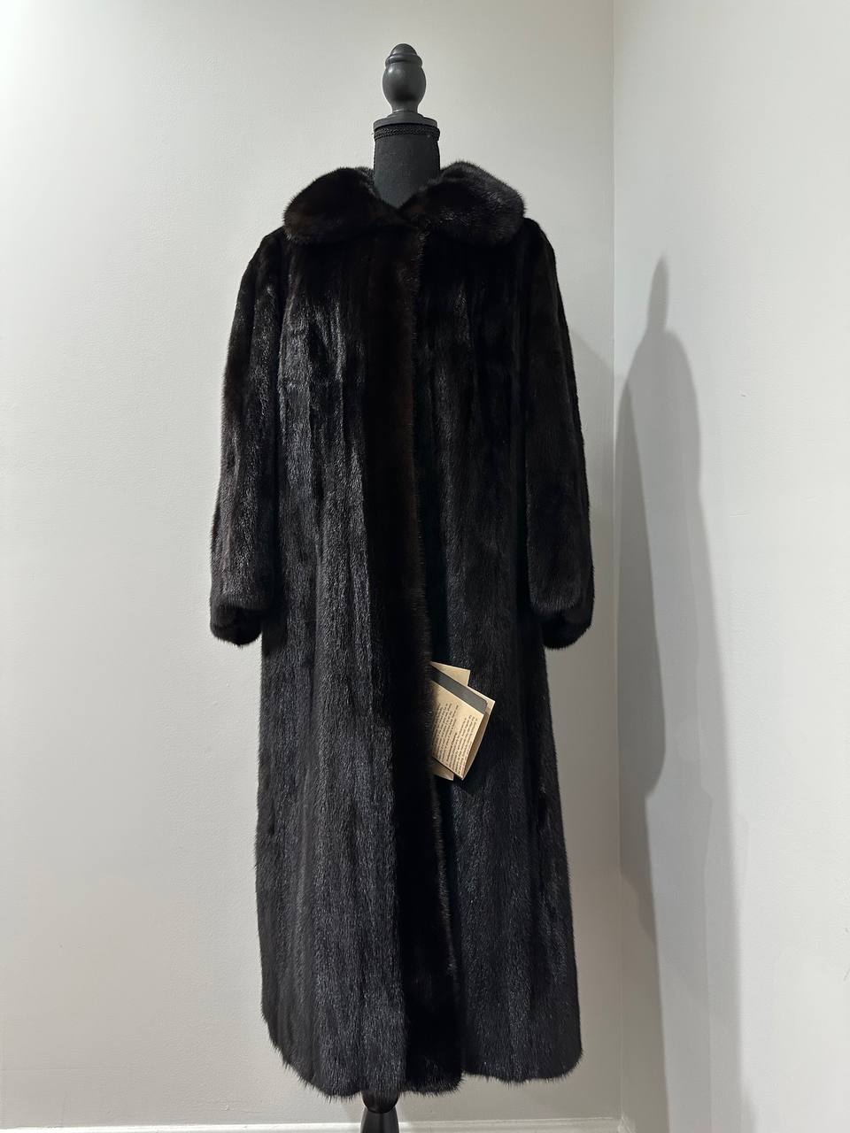 New 100% genuine real Mink Fur coat full length 1109831 size XL BLACK color