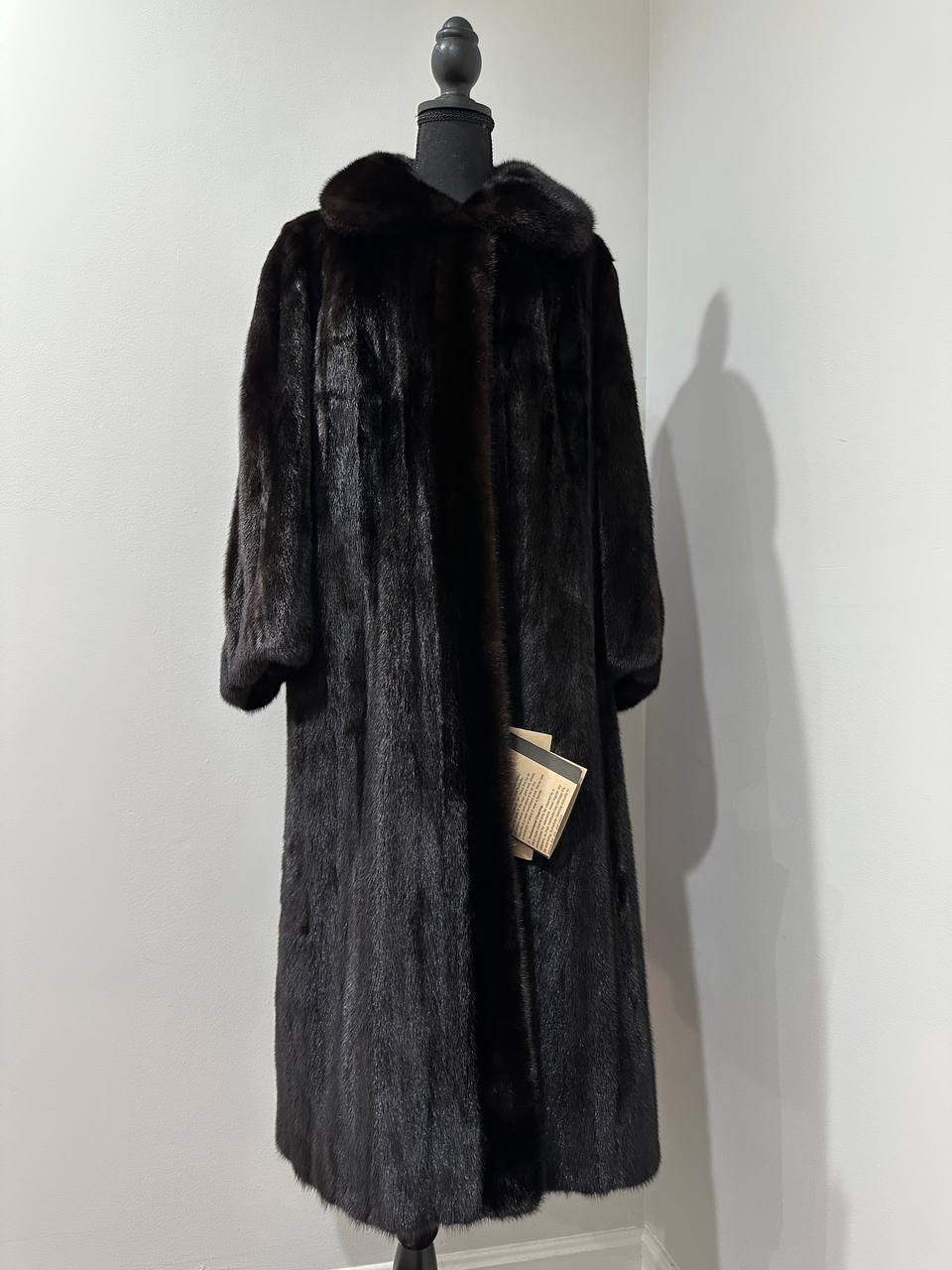 New 100% genuine real Mink Fur coat full length 1109831 size XL BLACK color