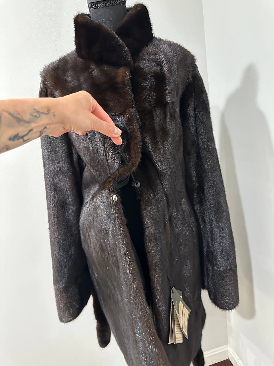 genuine real mink fur coat jacket 1109812 size XL new dark brown color
