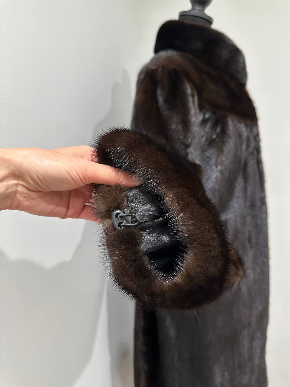genuine real mink fur coat jacket 1109812 size XL new dark brown color