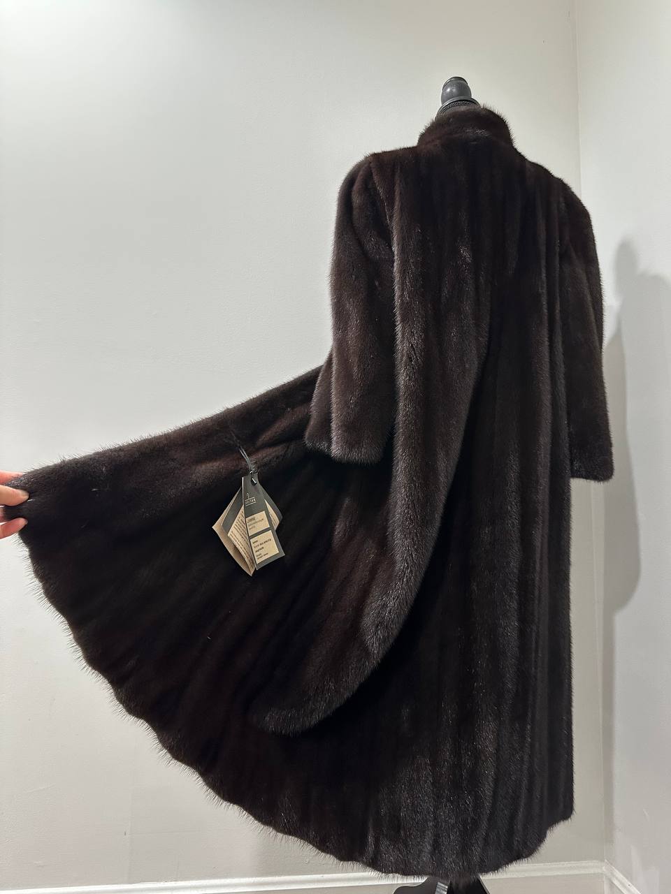 genuine real mink fur coat jacket 1201047 size XL NEW dark brown color STARDUST