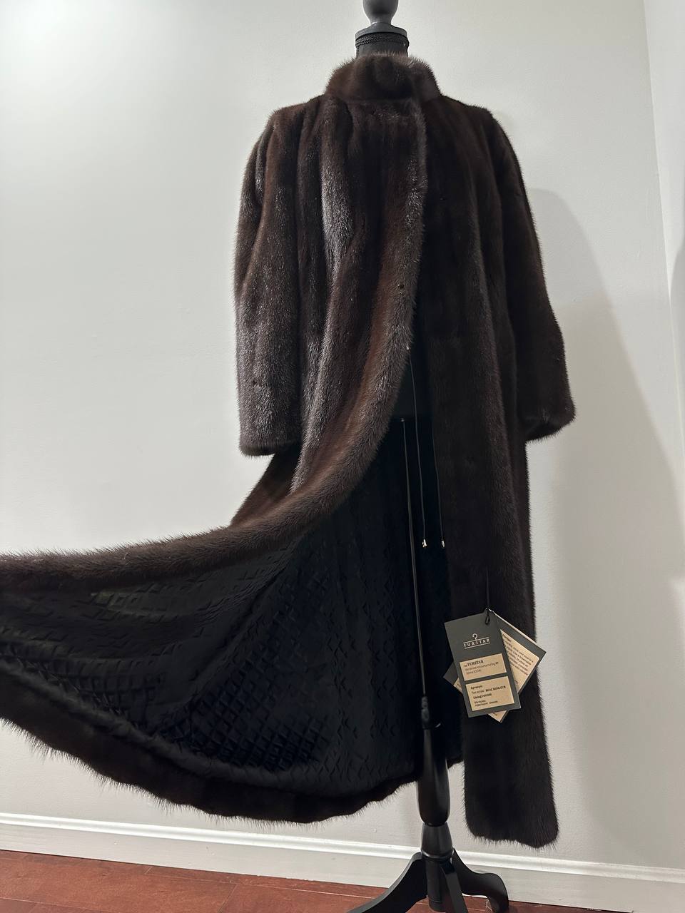 genuine real mink fur coat jacket 1201047 size XL NEW dark brown color STARDUST