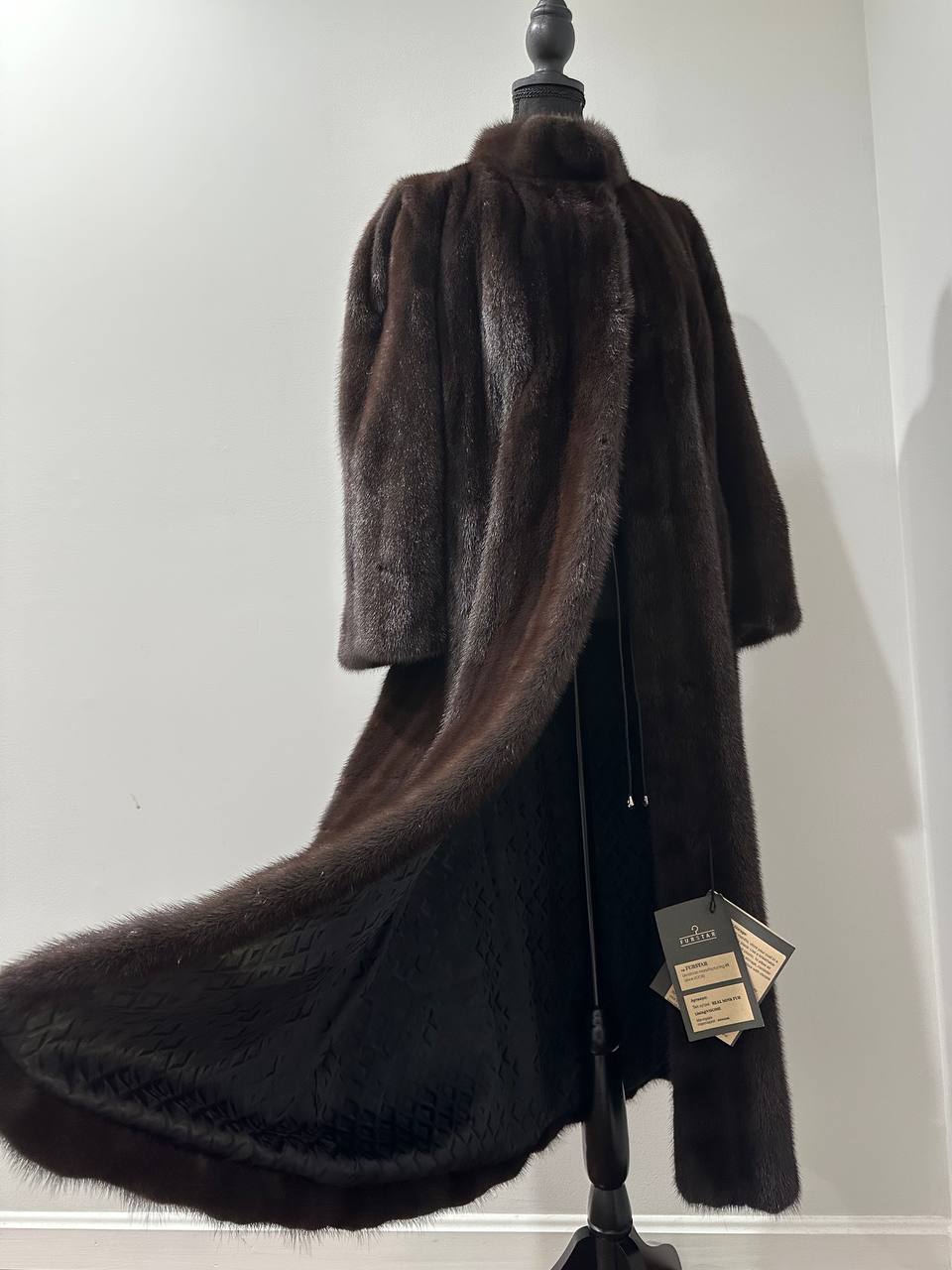 genuine real mink fur coat jacket 1201047 size XL NEW dark brown color STARDUST