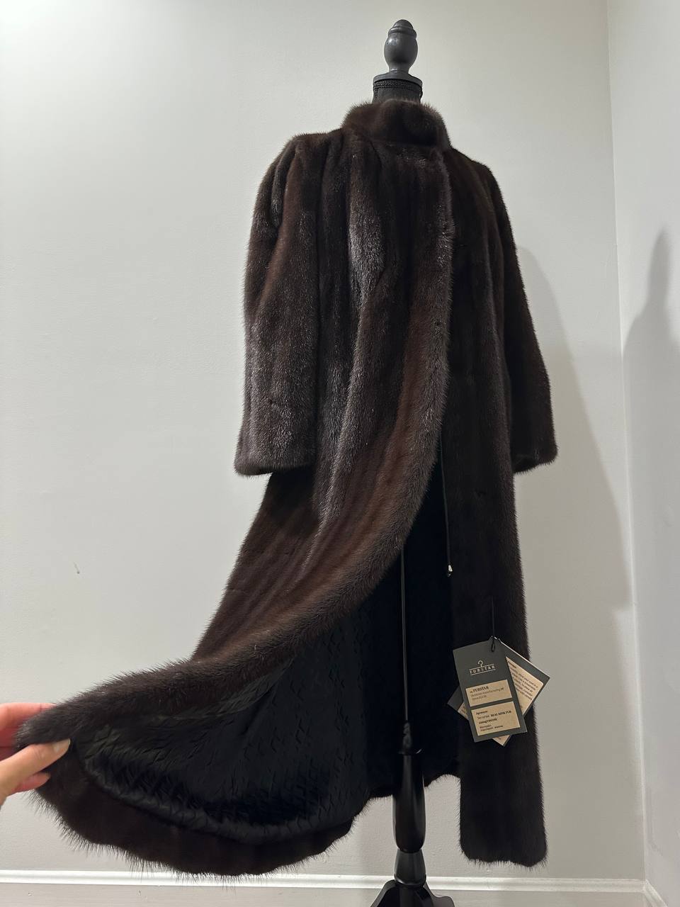 genuine real mink fur coat jacket 1201047 size XL NEW dark brown color STARDUST
