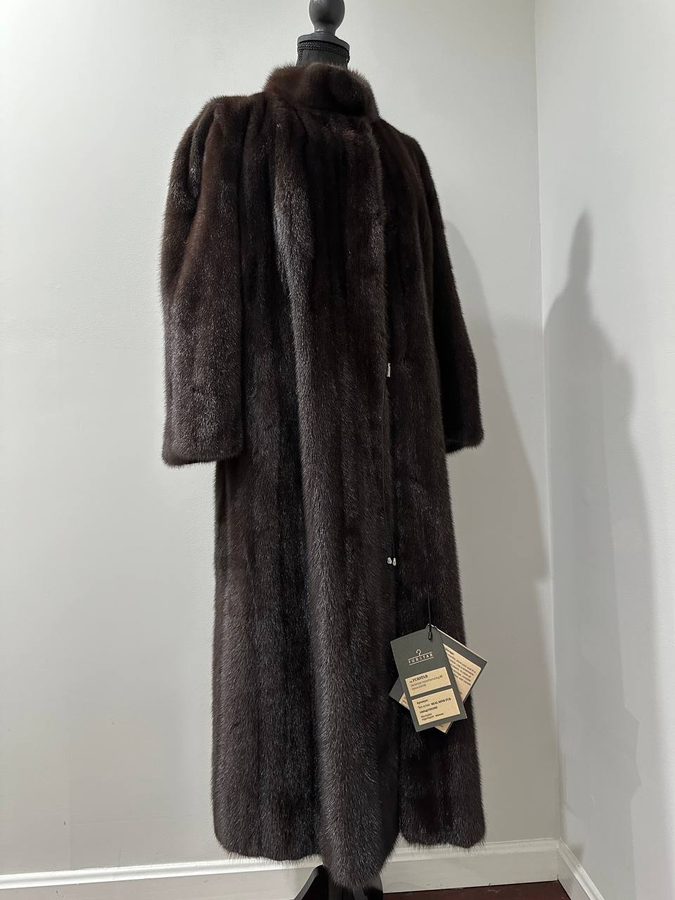 genuine real mink fur coat jacket 1201047 size XL NEW dark brown color STARDUST
