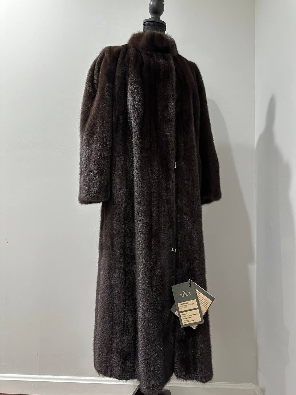 genuine real mink fur coat jacket 1201047 size XL NEW dark brown color STARDUST