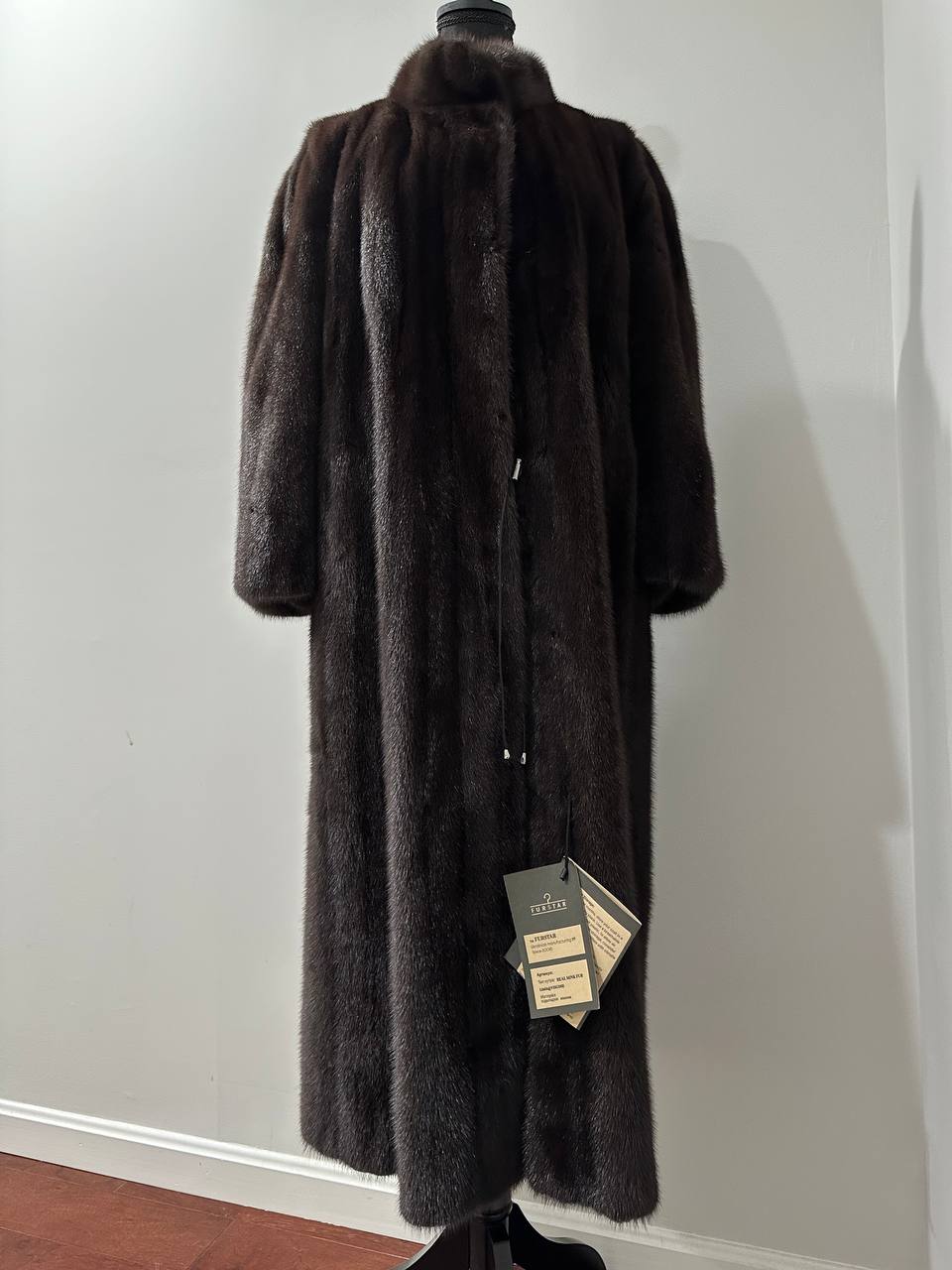 genuine real mink fur coat jacket 1201047 size XL NEW dark brown color STARDUST