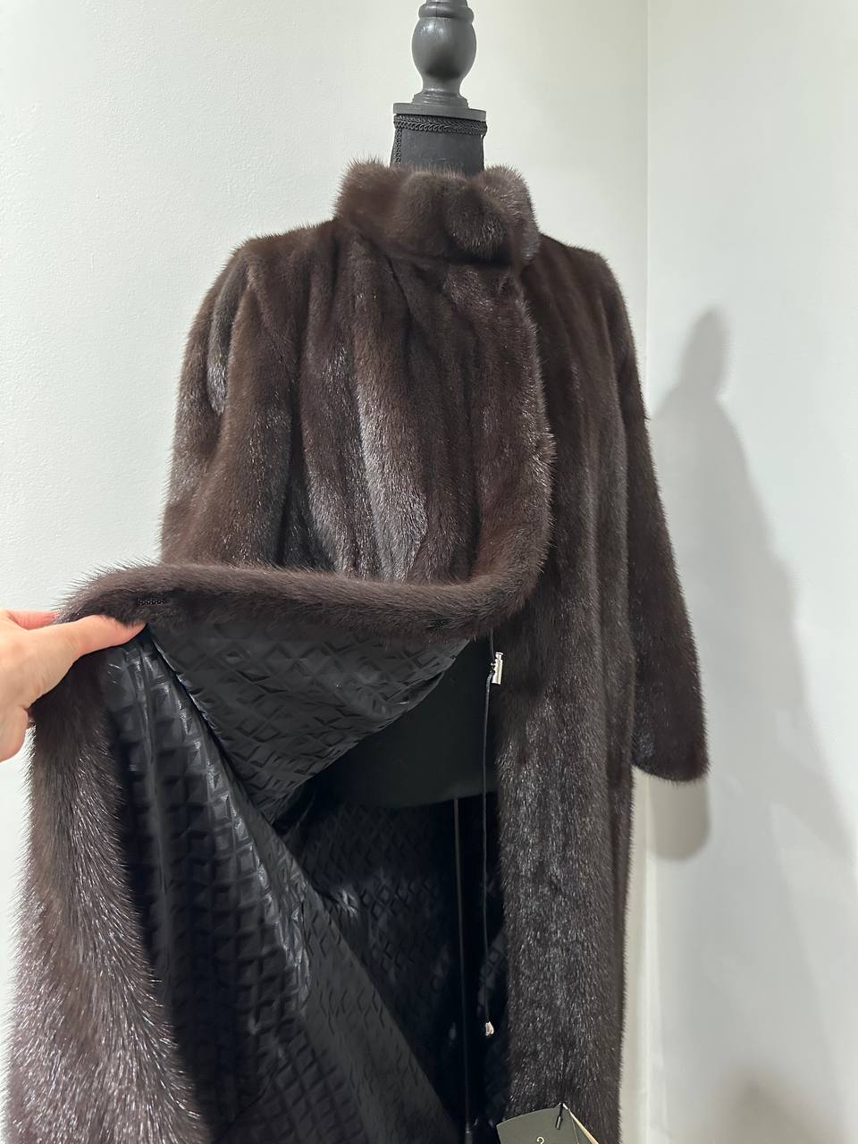 genuine real mink fur coat jacket 1201047 size XL NEW dark brown color STARDUST