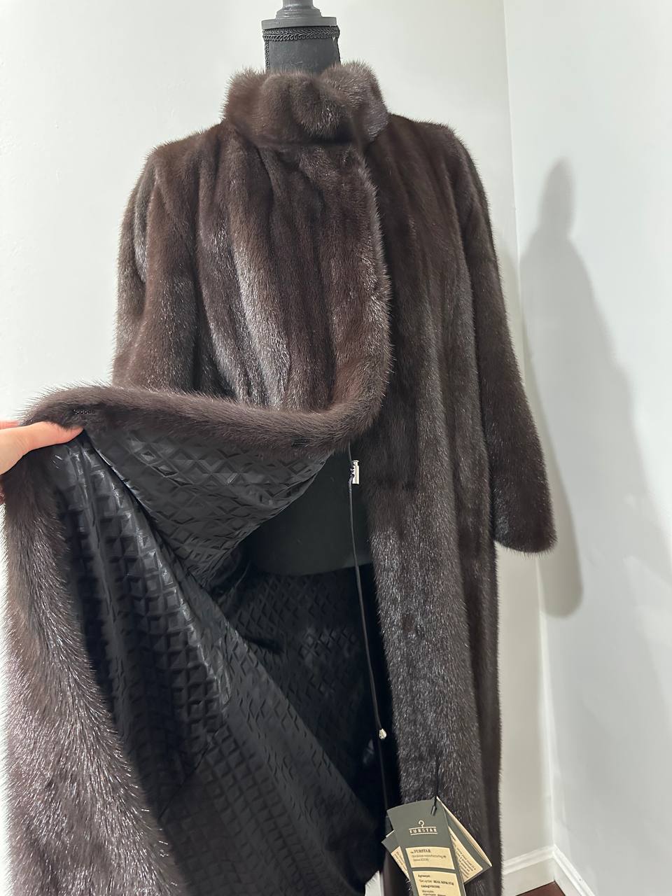 genuine real mink fur coat jacket 1201047 size XL NEW dark brown color STARDUST