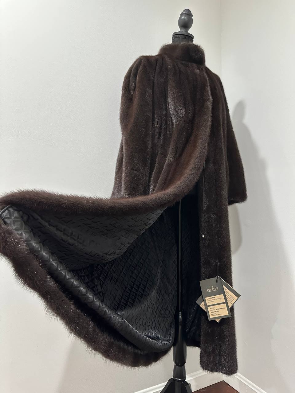 genuine real mink fur coat jacket 1201047 size XL NEW dark brown color STARDUST