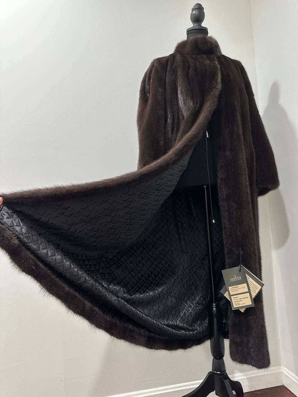genuine real mink fur coat jacket 1201047 size XL NEW dark brown color STARDUST
