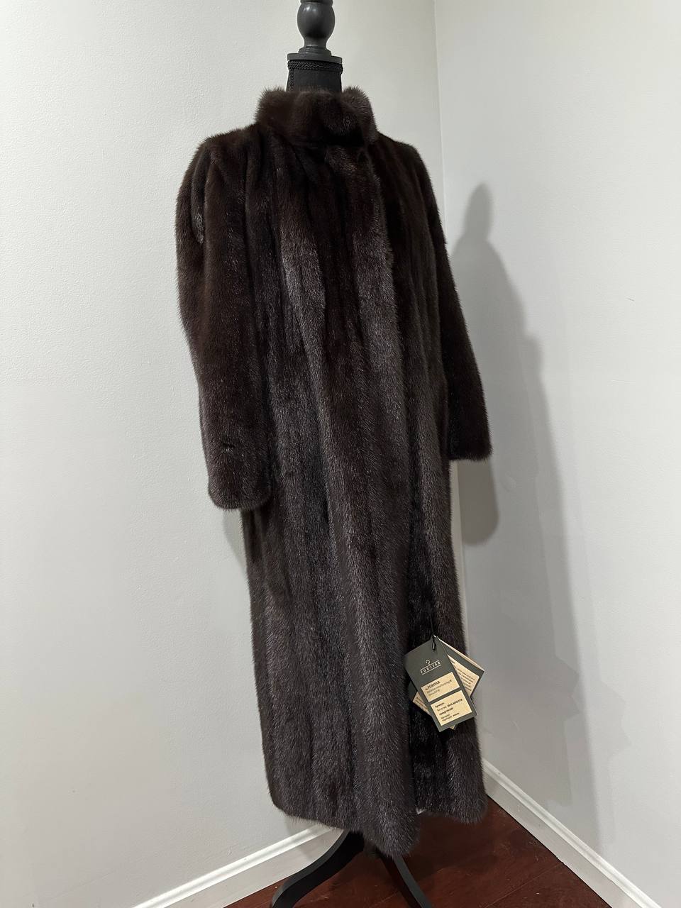 genuine real mink fur coat jacket 1201047 size XL NEW dark brown color STARDUST