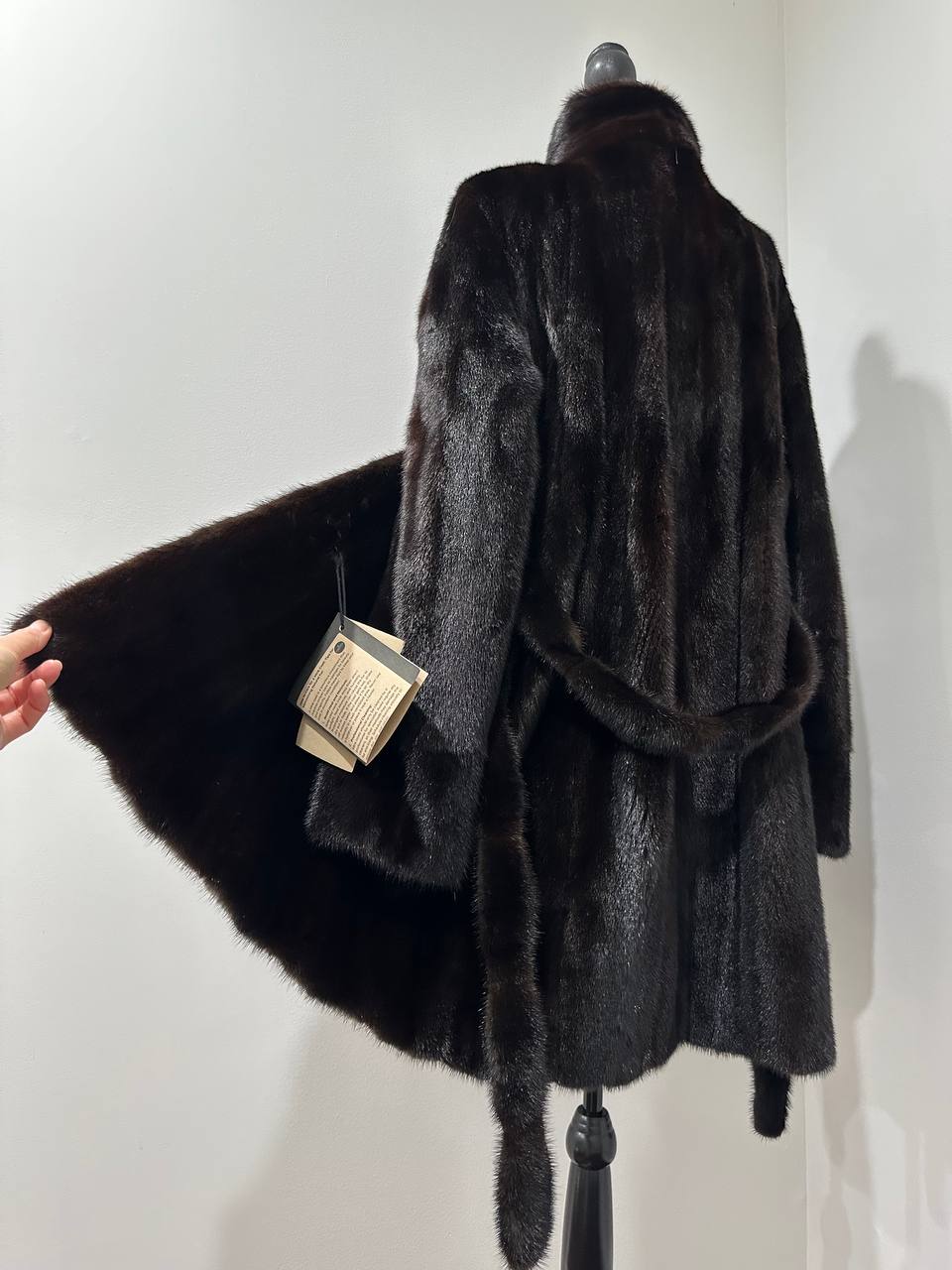 genuine real mink fur coat jacket 1109898 size L new dark brown color