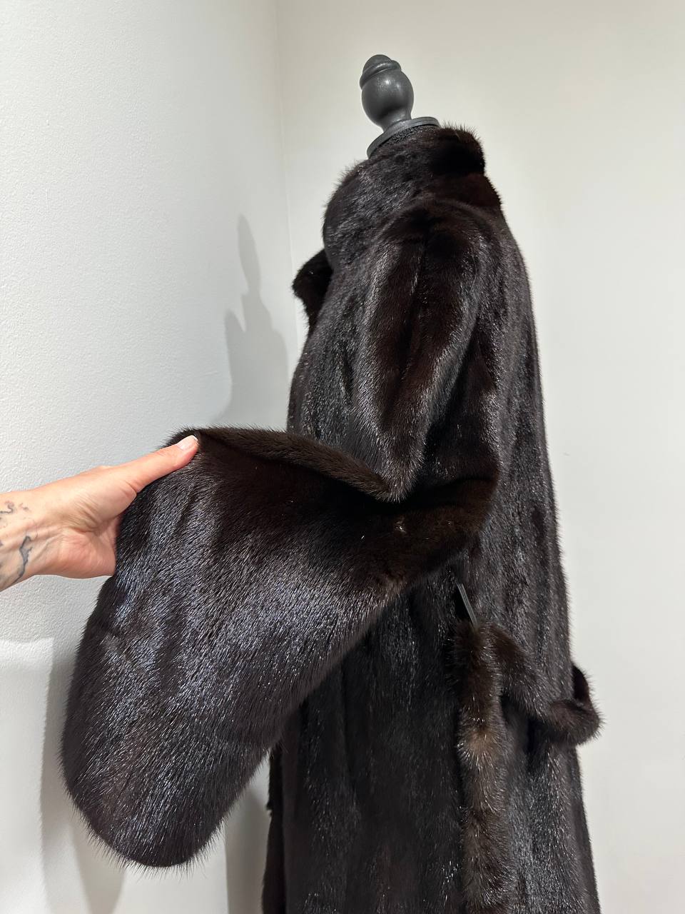 genuine real mink fur coat jacket 1109898 size L new dark brown color