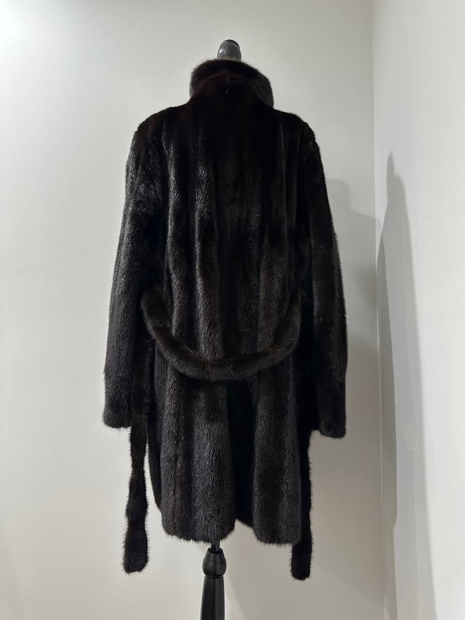 genuine real mink fur coat jacket 1109898 size L new dark brown color