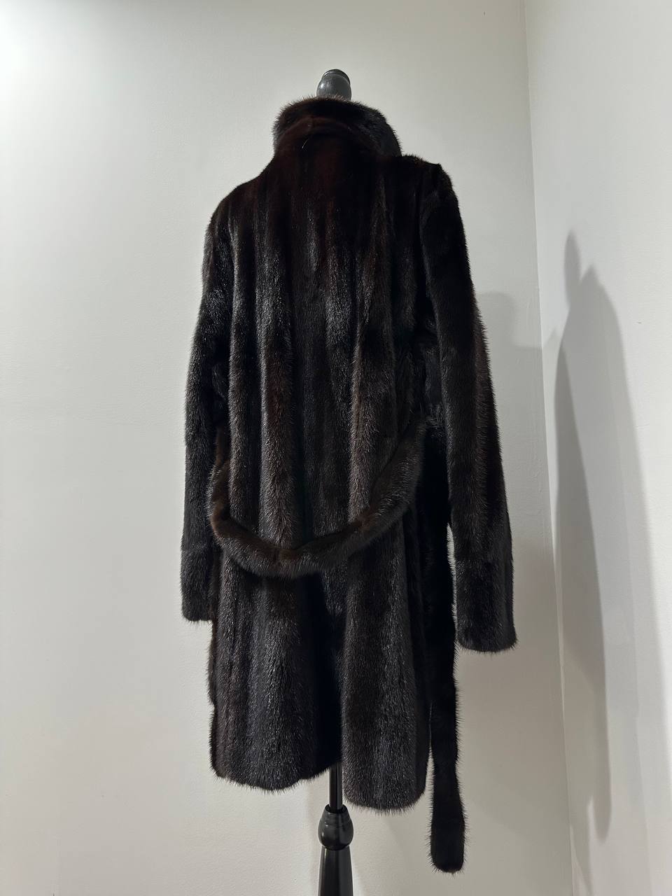 genuine real mink fur coat jacket 1109898 size L new dark brown color