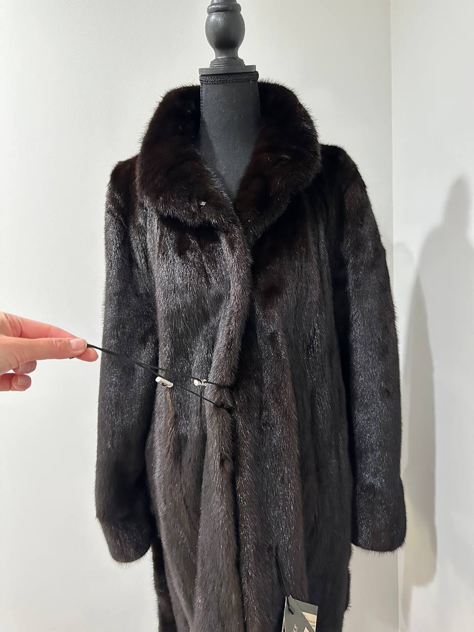 genuine real mink fur coat jacket 1109898 size L new dark brown color