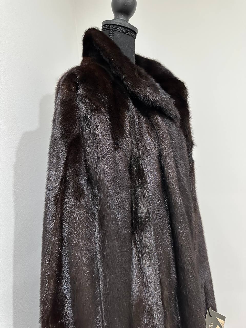 genuine real mink fur coat jacket 1109898 size L new dark brown color