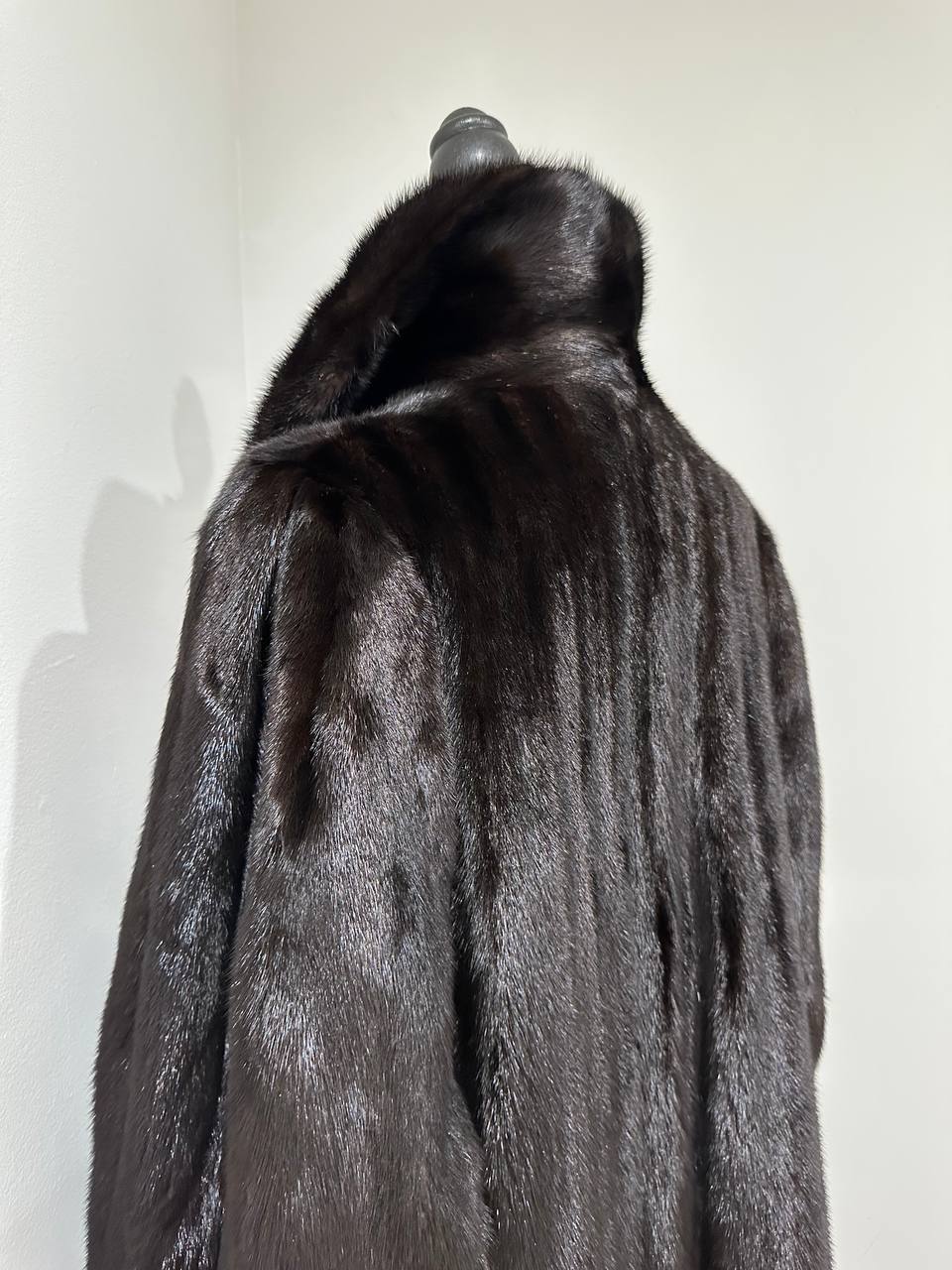 New 100% genuine real Mink Fur coat full length 1109831 size XL BLACK color