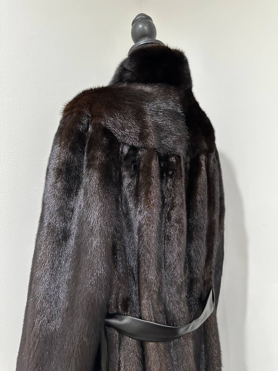 genuine real mink fur coat jacket 1109812 size XL new dark brown color