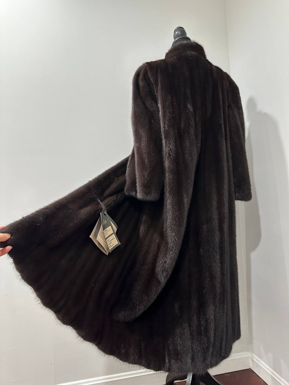 genuine real mink fur coat jacket 1201047 size XL NEW dark brown color STARDUST