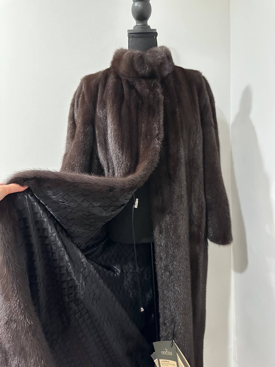 genuine real mink fur coat jacket 1201047 size XL NEW dark brown color STARDUST