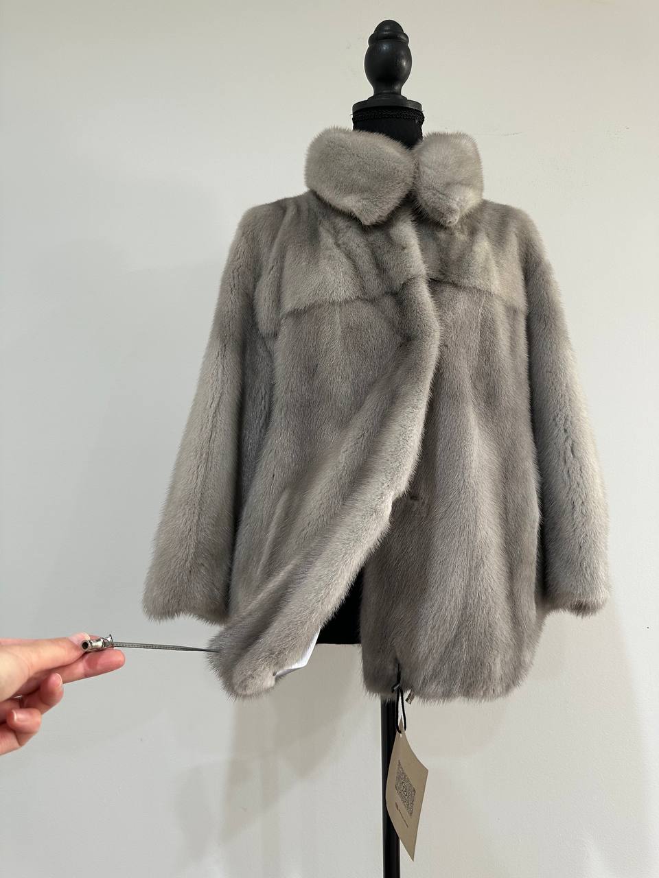 New Real Mink FUR Natural coat JACKET size M FULL SKIN 1201050 GREY bomber