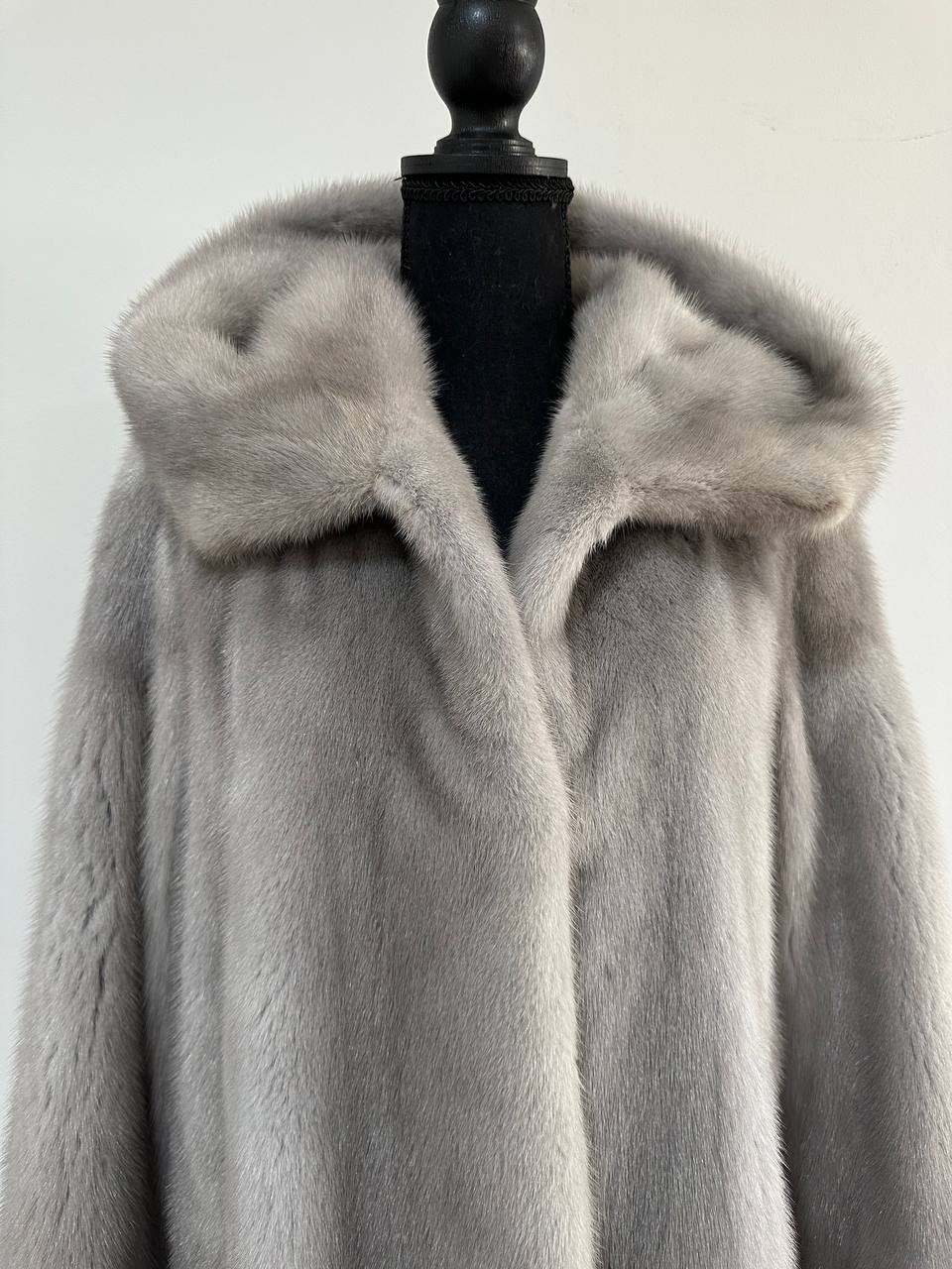 New mink BOMBER coat JACKET size L LARGE REAL GRAY FULL SKIN mink 1201117 with HOOD
