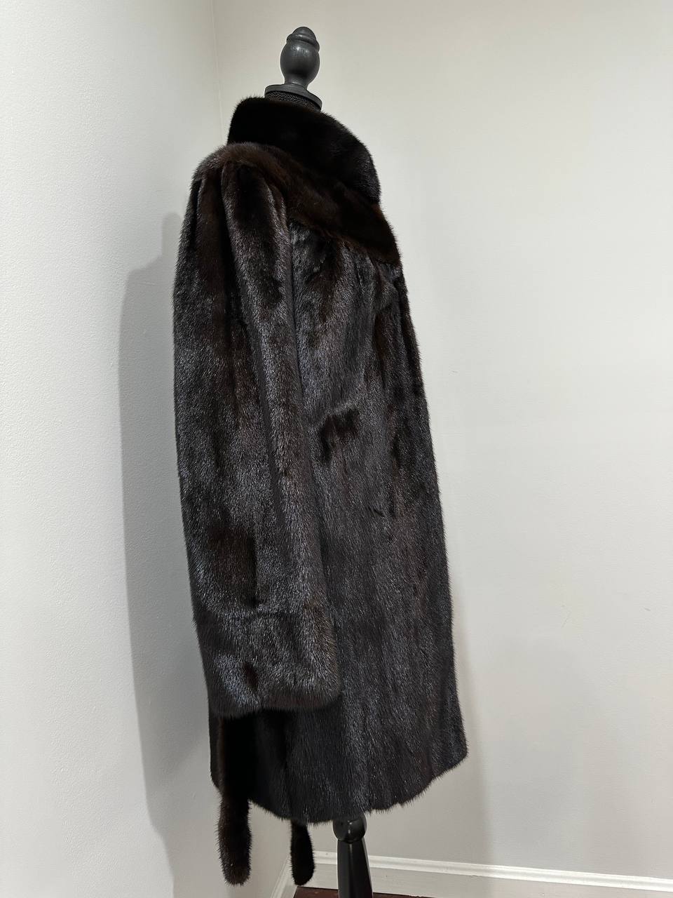 genuine real mink fur coat jacket 1109812 size XL new dark brown color