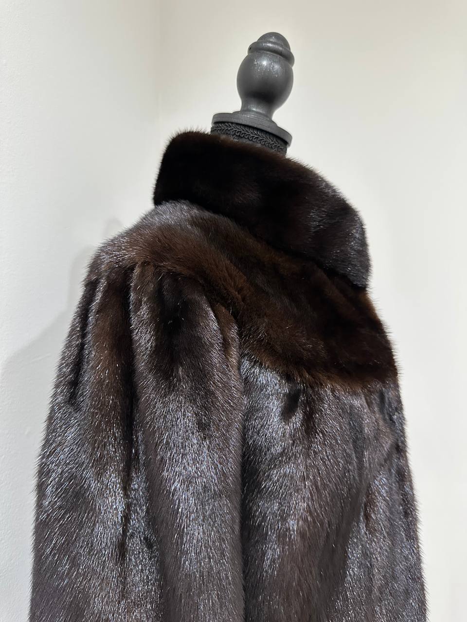 genuine real mink fur coat jacket 1109812 size XL new dark brown color