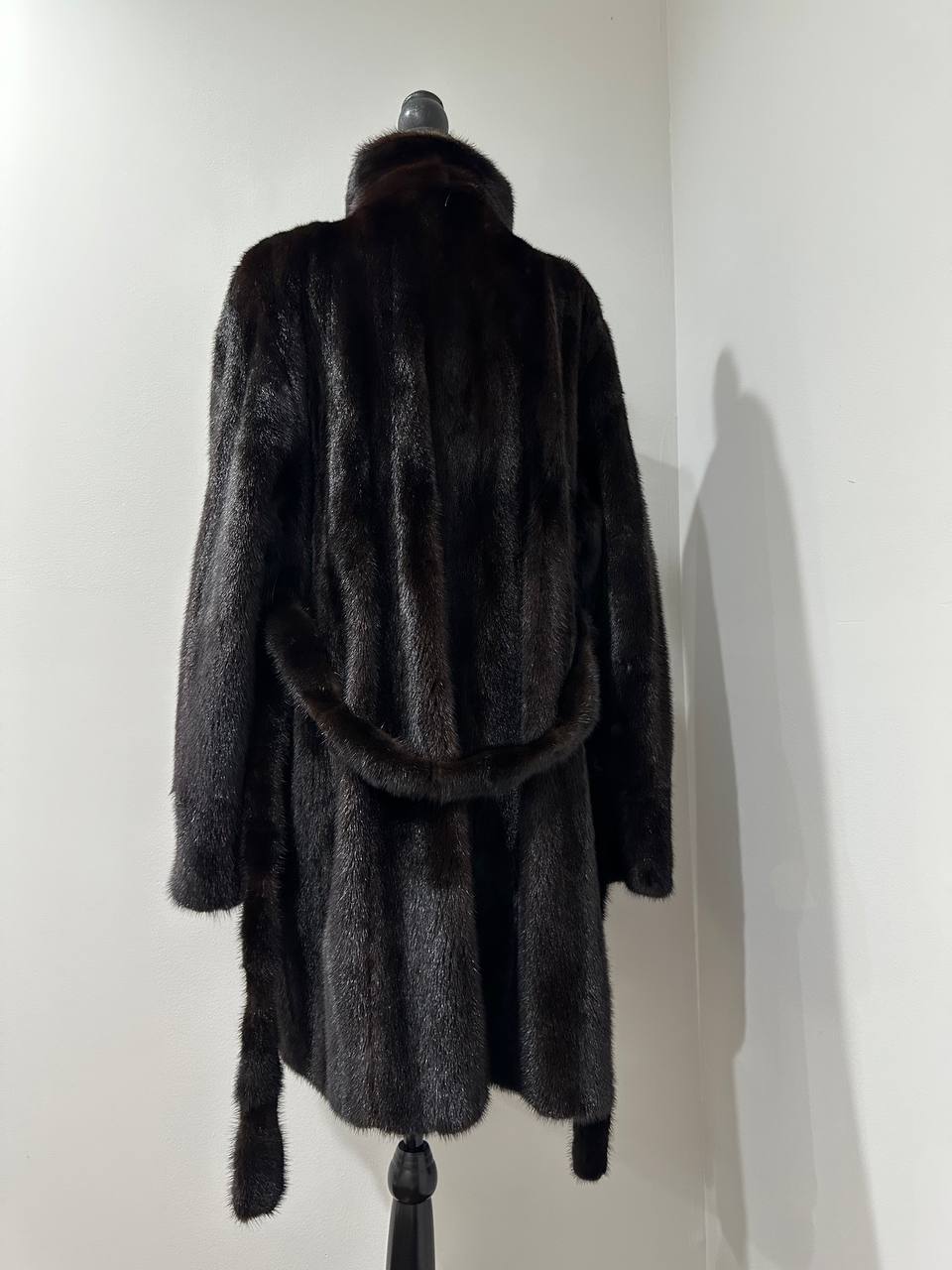 genuine real mink fur coat jacket 1109898 size L new dark brown color