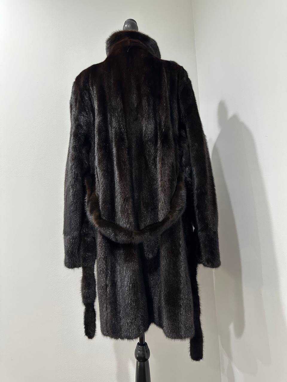 genuine real mink fur coat jacket 1109898 size L new dark brown color