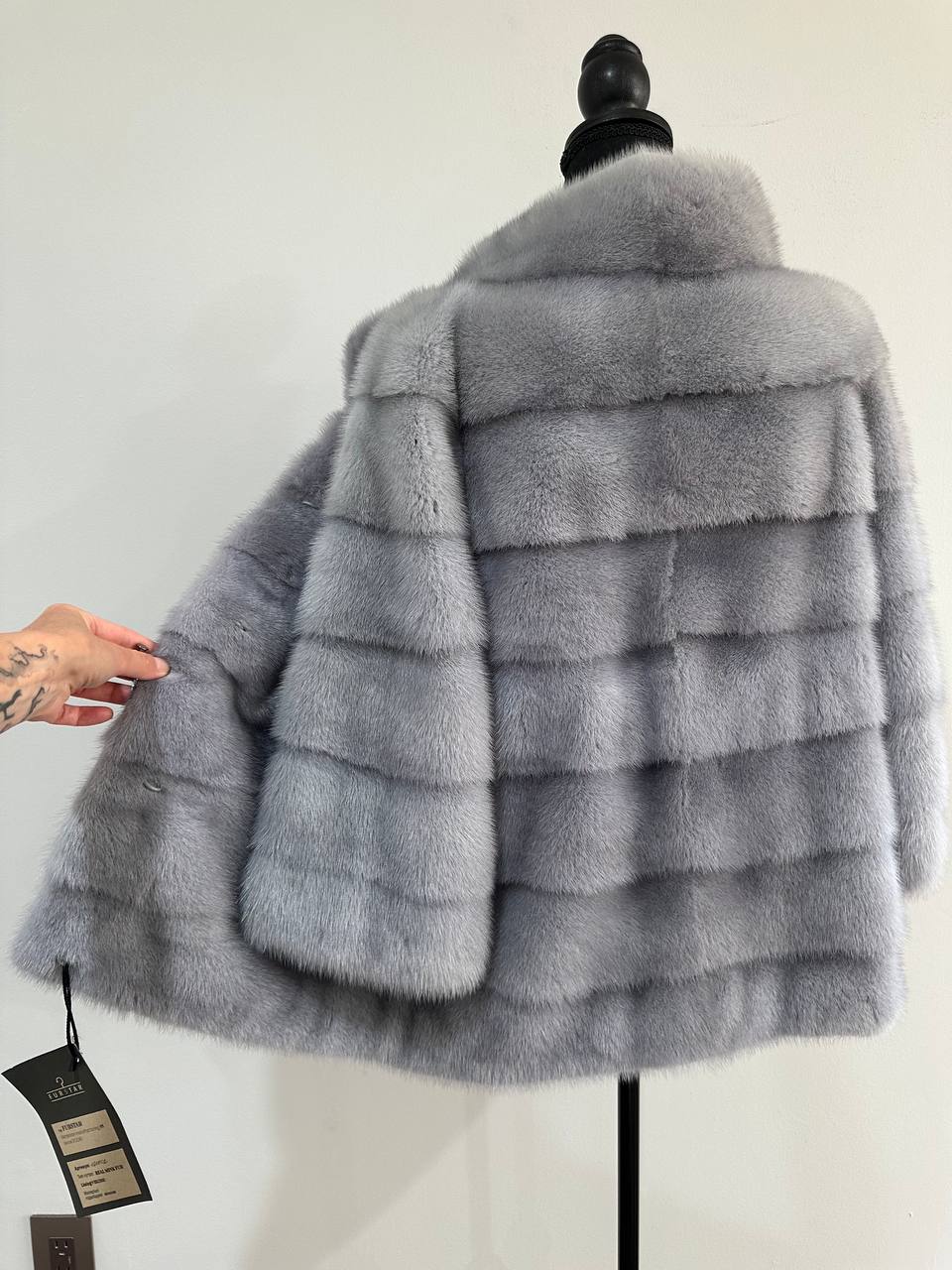 GENUINE MINK NEW REAL FUR coat Jacket  GREY color SUPER size S women 1201102
