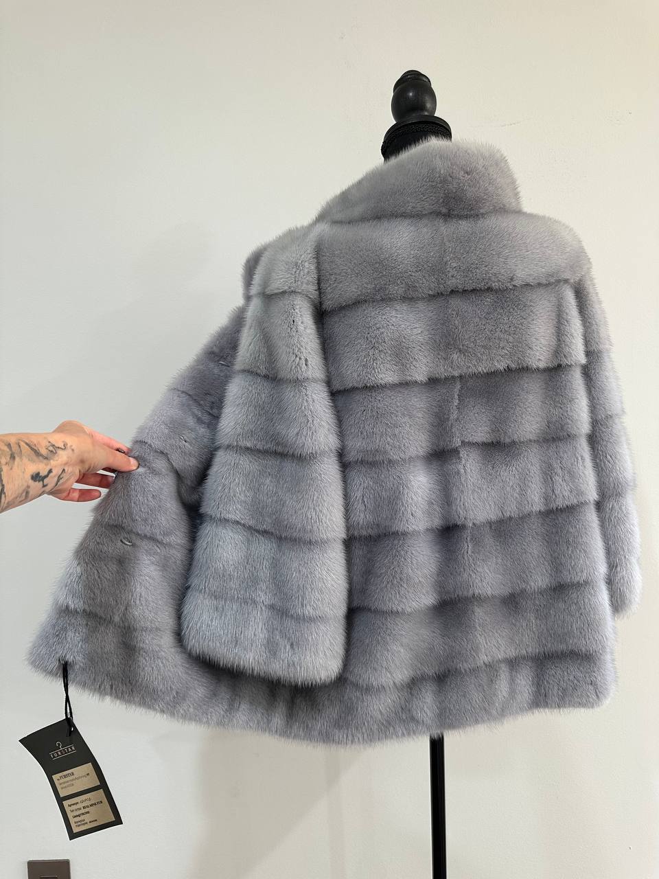 GENUINE MINK NEW REAL FUR coat Jacket  GREY color SUPER size S women 1201102