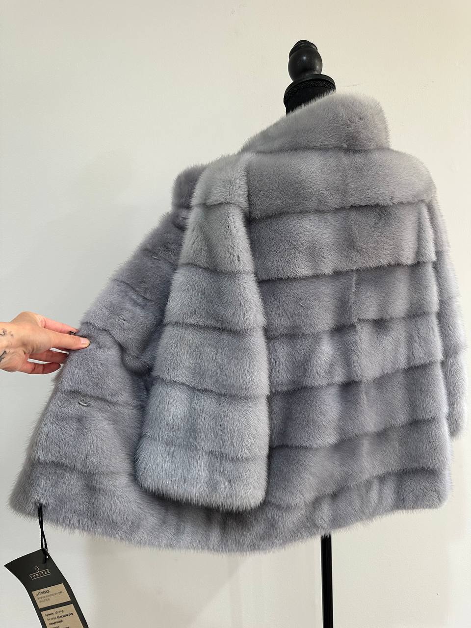GENUINE MINK NEW REAL FUR coat Jacket  GREY color SUPER size S women 1201102