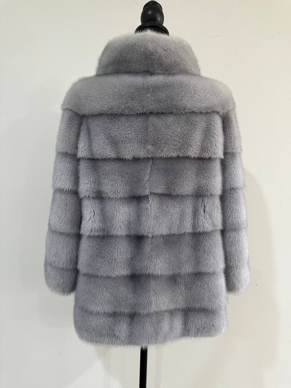 GENUINE MINK NEW REAL FUR coat Jacket  GREY color SUPER size S women 1201102