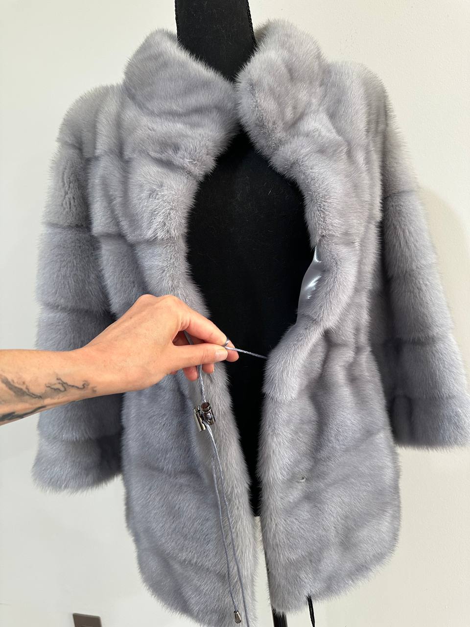 GENUINE MINK NEW REAL FUR coat Jacket  GREY color SUPER size S women 1201102