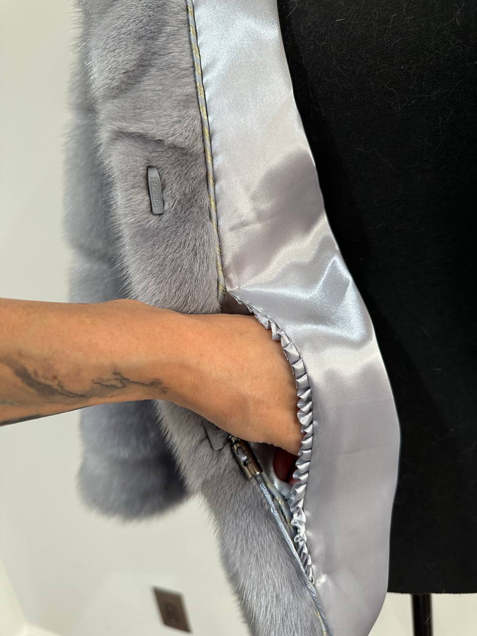 GENUINE MINK NEW REAL FUR coat Jacket  GREY color SUPER size S women 1201102