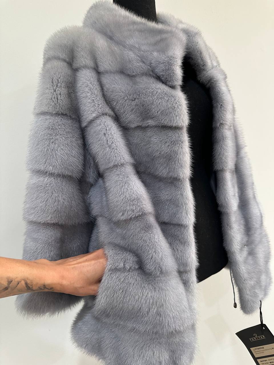 GENUINE MINK NEW REAL FUR coat Jacket  GREY color SUPER size S women 1201102
