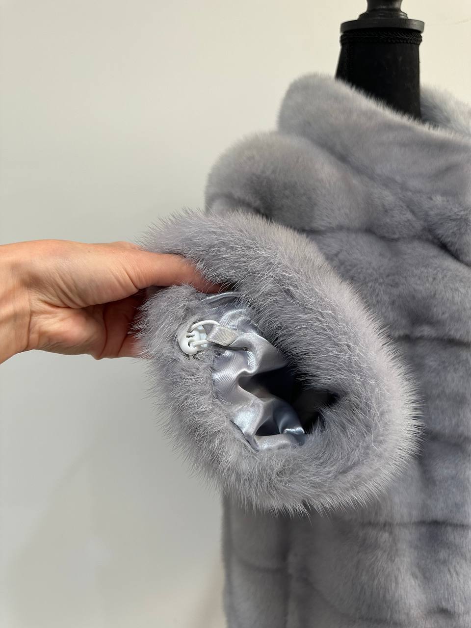 GENUINE MINK NEW REAL FUR coat Jacket  GREY color SUPER size S women 1201102